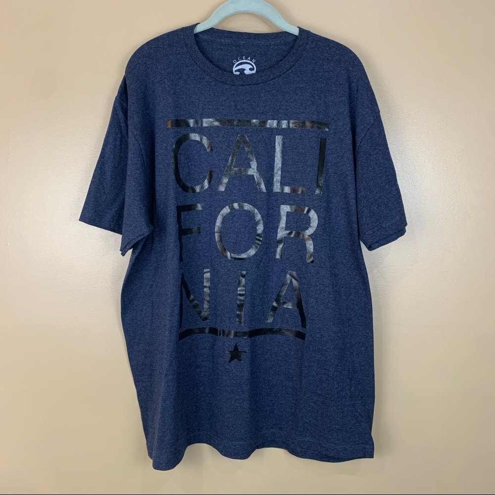 Ocean Current Mens California Blue Black Lettering Short Sleeve T-Shirt XL